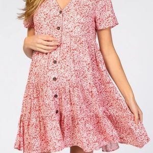 Floral Ruffle Tiered Button Front Maternity Dress